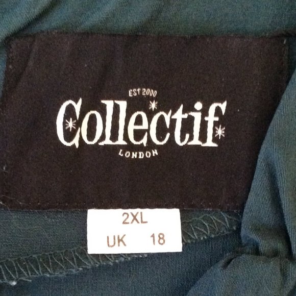 Collectif Teal Tea-length Swing Dress 2XL - Picture 3 of 6